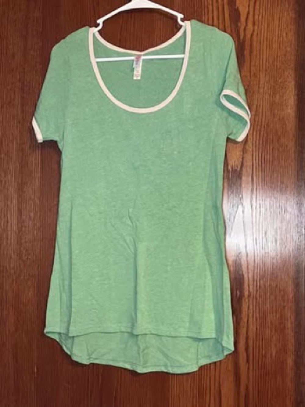 LuLaRoe Mint Green Scoop Neck Tee with White Trim